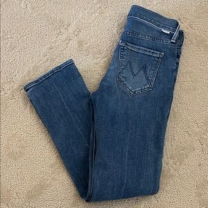 MOTHER Dark Blue Straight Leg Jeans PETITE